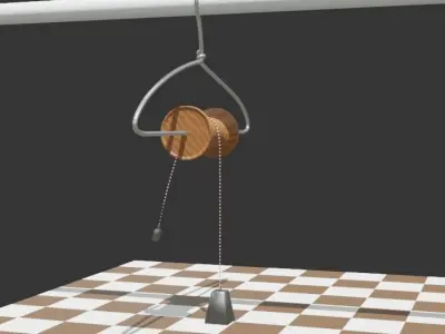 Pulley with reel - Polea con carrete 3D model