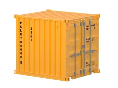 8ft Shipping Container Yellow 3D model