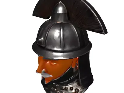 Ancient Eastern Warrior Bust Model Low-poly 3D model