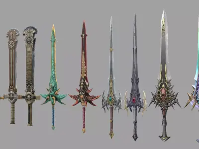 Fantasy sword Low-poly 3D model 4