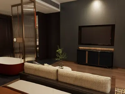Bedroom Lounge Interior Scene 3D model
