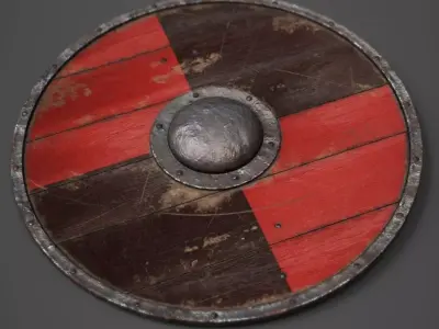 Round Wooden Shield Low-poly 3D model buy