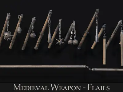 Medieval Weapon -  Flails Low-poly 3D model