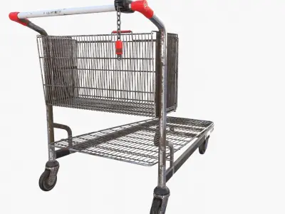Shopping cart weathered v2 Low-poly 3D model