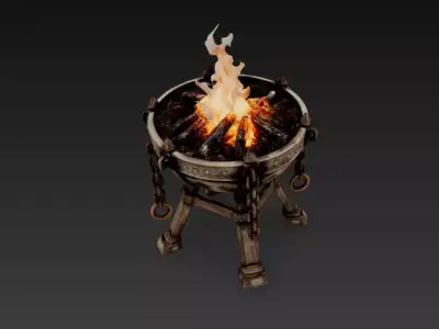 Medieval Brazier Fire Bowl - PBR Low Poly Game Ready Low-poly 3D model