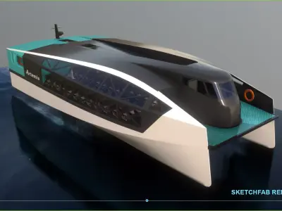 Artemis hydrofoil electric ship Low-poly 3D model