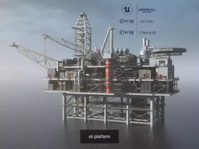 Four oilRig 3D Model Pack