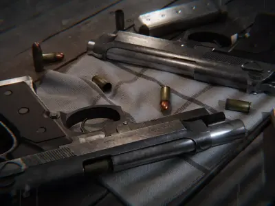 Beretta M9 Low-poly 3D model 2