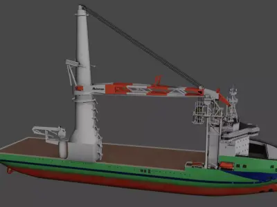 Offshore Heavy Lift Installation Vessel Low-poly 3D model
