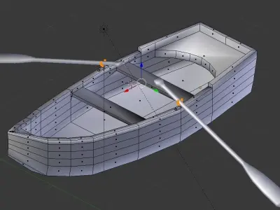 Rowboat wooden boat Free 3D model