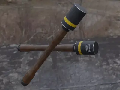 German Stick Grenade  Free low-poly 3D model