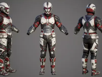 Sci-Fi Military Armor Pack 05 Low-poly 3D model
