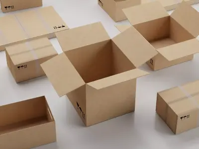 Cardboard Box Pack  Low-poly 3D model