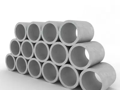 Concrete Pipes Stack 3D model
