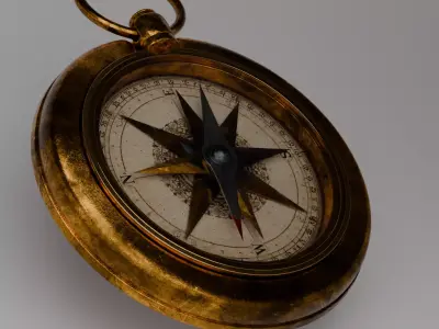 Steampunk Brass Pocket Compass  Detailed PBR 3D Model 3D model
