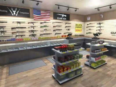 Gun shop Low-poly 3D model