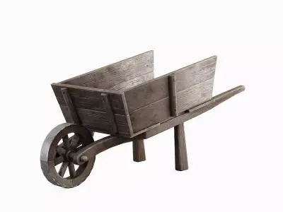 Medieval Wooden Cart 05 Low-poly 3D model