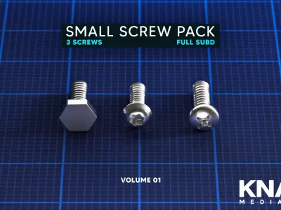 Small Screw Pack Vol 01 - 3 PBR Industrial Kitbash Fasteners 3D model