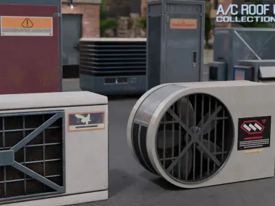 Air Conditioning Unit and Refrigeration Machine Game Ready Low-poly 3D model