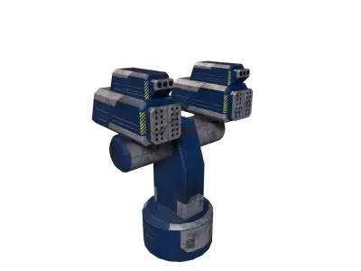 Si-Fi Turret blue Low-poly 3D model
