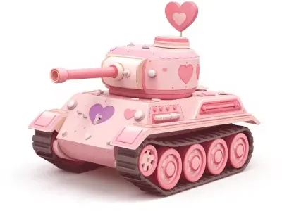 Stylized Valentine Battle Tank 3D Model Low-poly 3D model