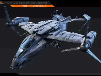 VTOL - A30 Thunderbolt Low-poly 3D model