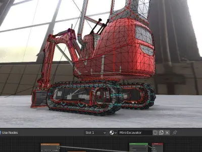  Mini-Excavator and - Rigged and Low-Poly Low-poly 3D model