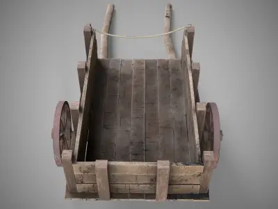 Low-poly 3D model of cart Low-poly 3D model