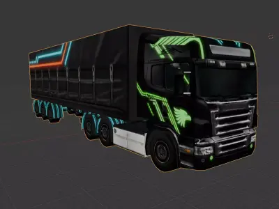 Realistic Heavy  semi  Truck  Futuristic truck 04 Low-poly 3D model