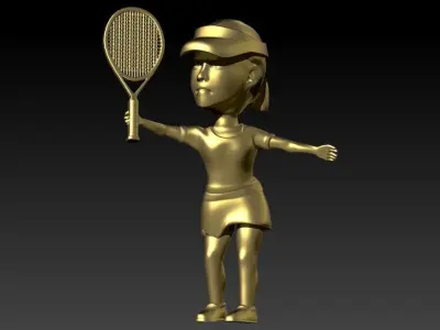 Female Tennis Player Pendant 3D print model