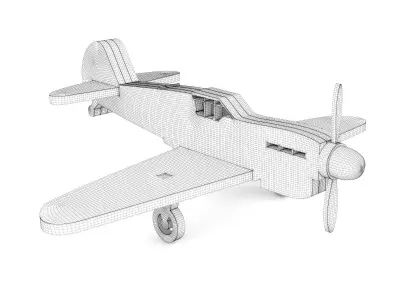 Wooden toy airplane 05 3D model