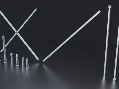 Steel Structural Beam Set - 2 Low-poly 3D model