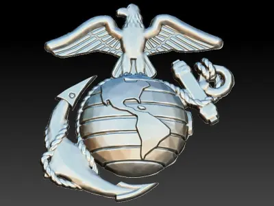USA Marines Insignia CNC Eagle Globe artcam aspire relief  3D model