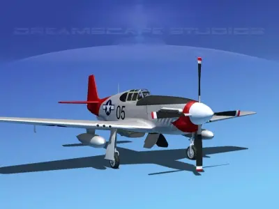 North American P-51B Mustang V11 3D model