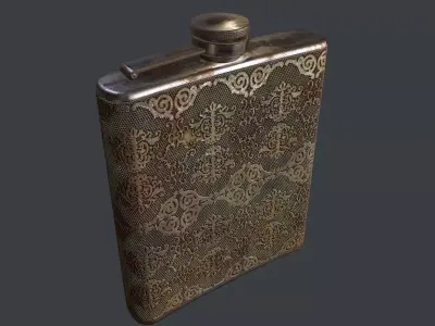 OldFlask ornate flask Low-poly 3D model