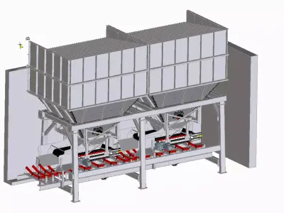 Concerete batching plant feeding hoppers 3D model purchase
