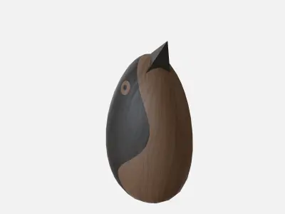 Wood round bird Low-poly 3D model
