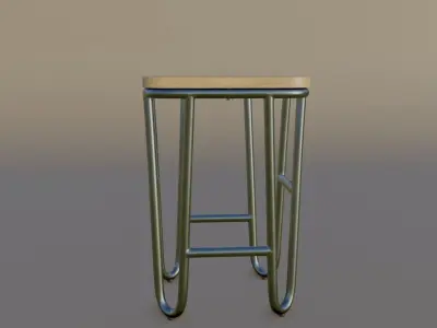 Strand Hairpin Leg Industrial Stool  Low-poly 3D model