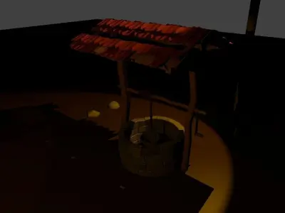  well with a wheelbarrow Low-poly 3D model
