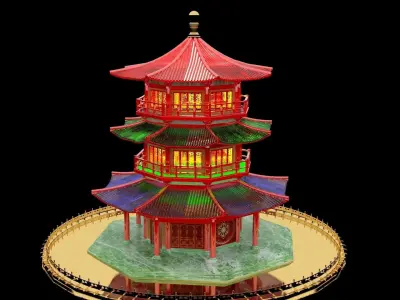 Chinese tower 3D model purchase