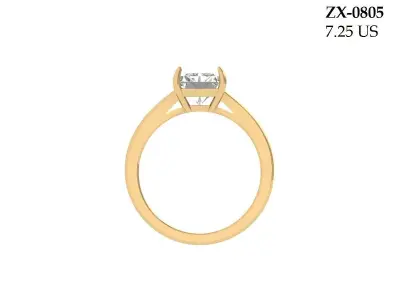 Emerald Solitaire Ring 3D print model 41