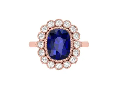 Cushion Solitaire Art deco Ring 3D print model shop