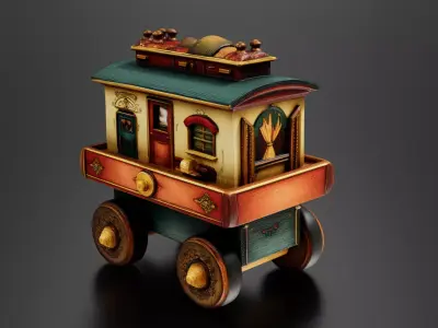 wooden train toy 02 3D print model