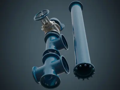Industrial Pipes 5A Low-poly 3D model