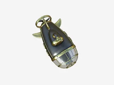 Submarine Cartoon A01 Metal Gold - Sub Watercraft Vehicle Low-poly 3D model