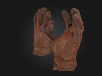 Leather Gloves Display Stylish Handwear 3D model