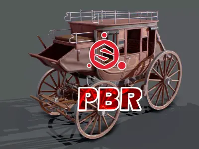 Carriage old fashioned Low-poly 3D model purchase