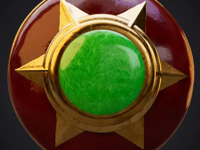 Amazon shield with magic green stone 3D model
