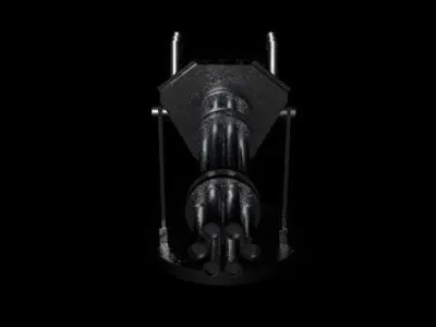 Gatling gun Low-poly 3D model