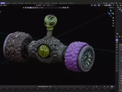 Stylized Alien Sci-Fi Mechanical Handle 3D model
